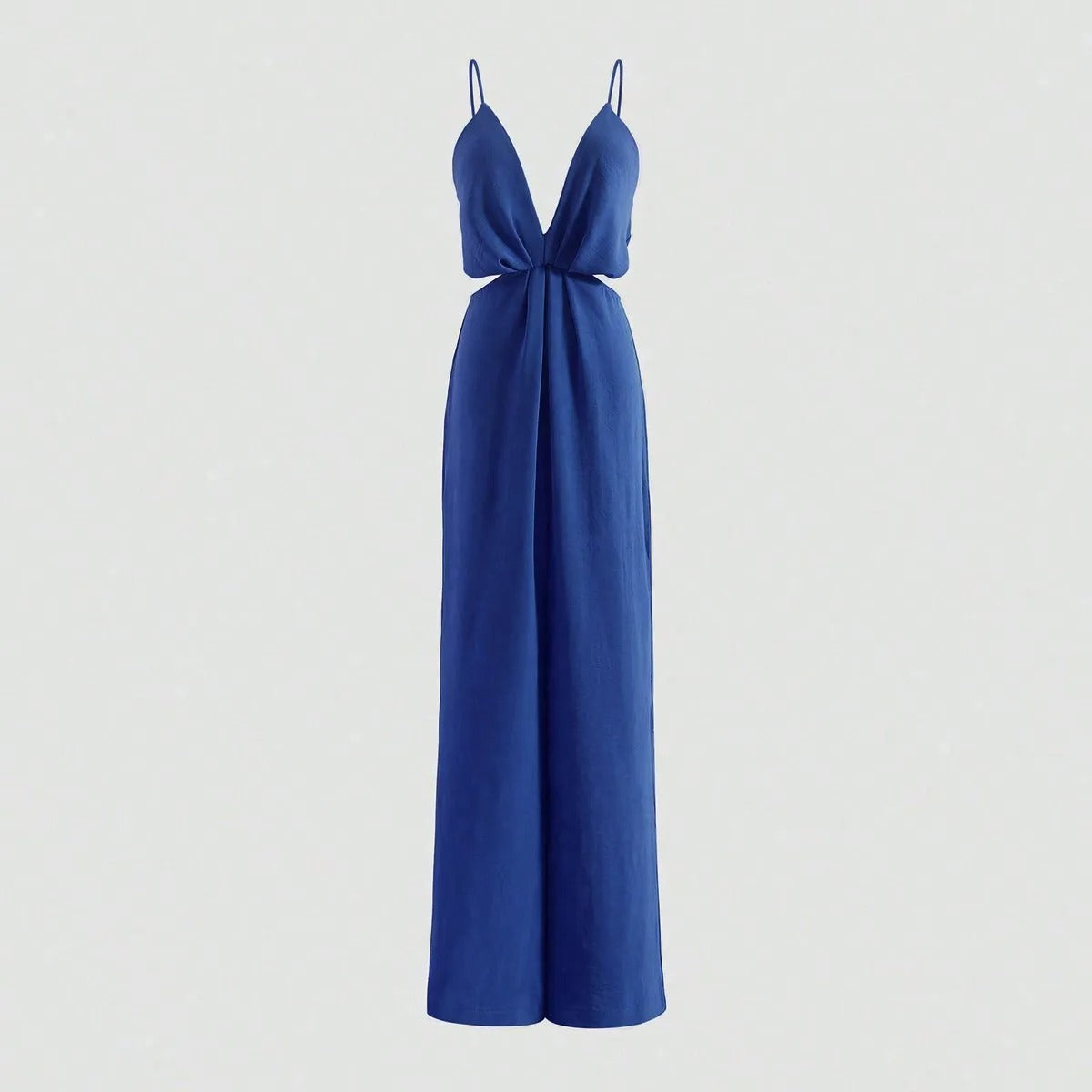 Udhulet plisseret jumpsuit med brede ben