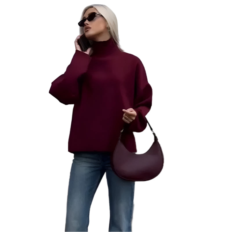 Casual strikket sweater med standkrave