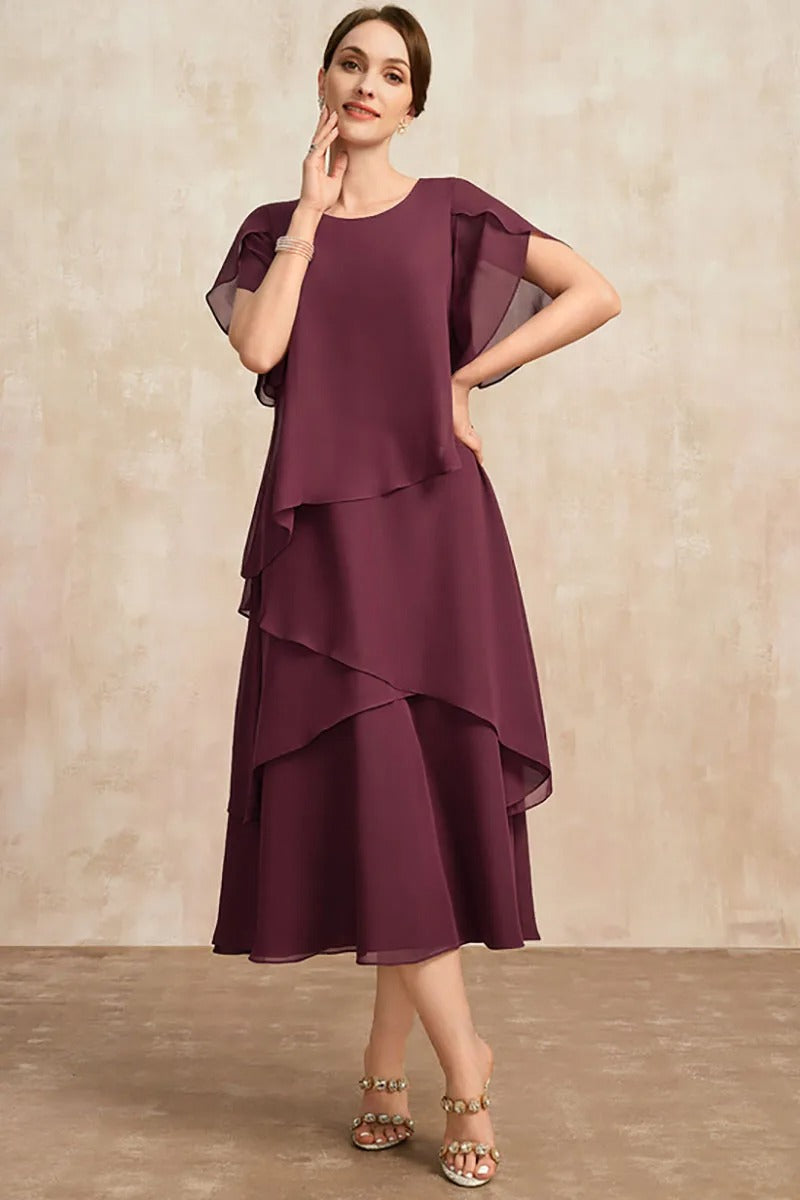 Kvinders plus size lagdelt chiffonkjole