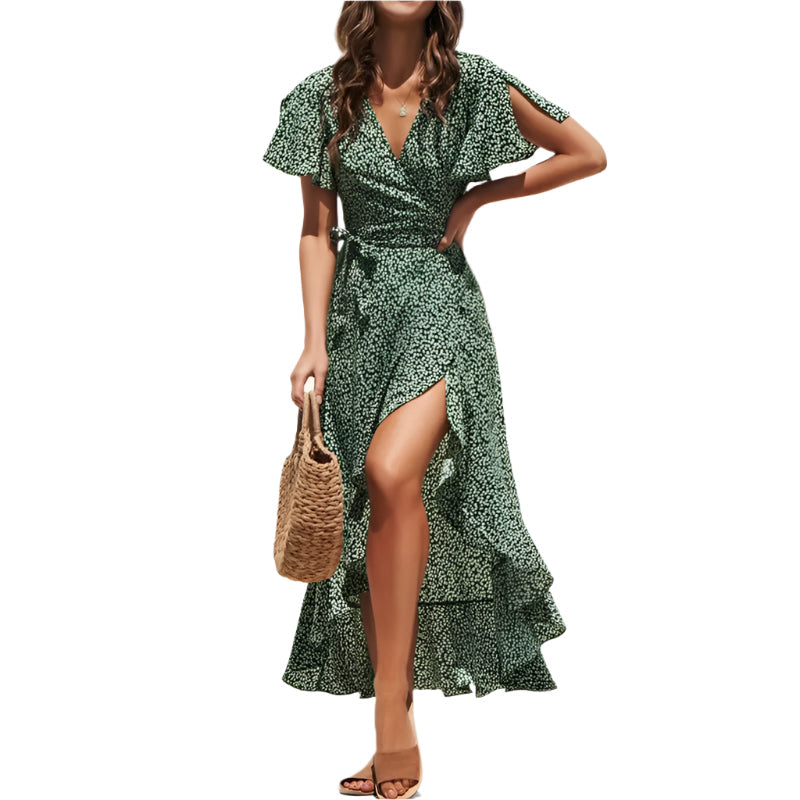Blomstret Boho Chiffon Maxi Kjole til kvinder