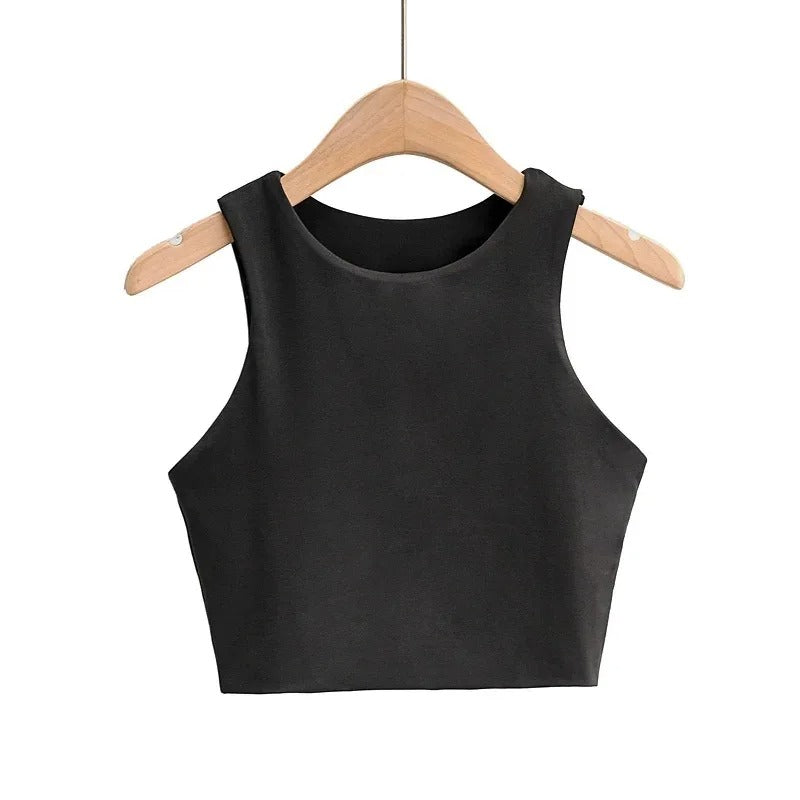 Ærmeløs O-hals Slim Fit Tank Top til kvinder