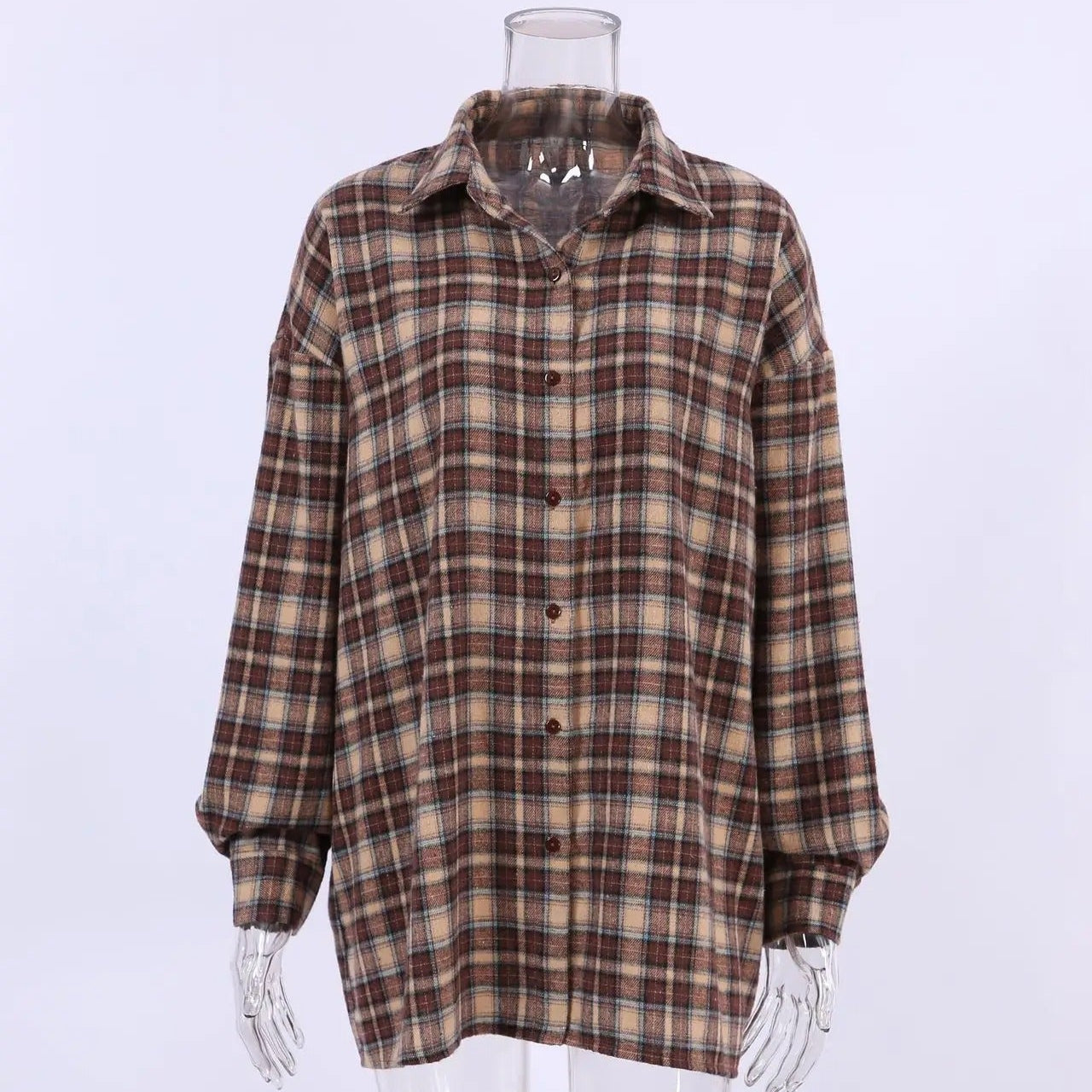 Dame vintage ternet langærmet bluse