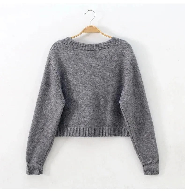 Strikket cardigan med V-hals til kvinder