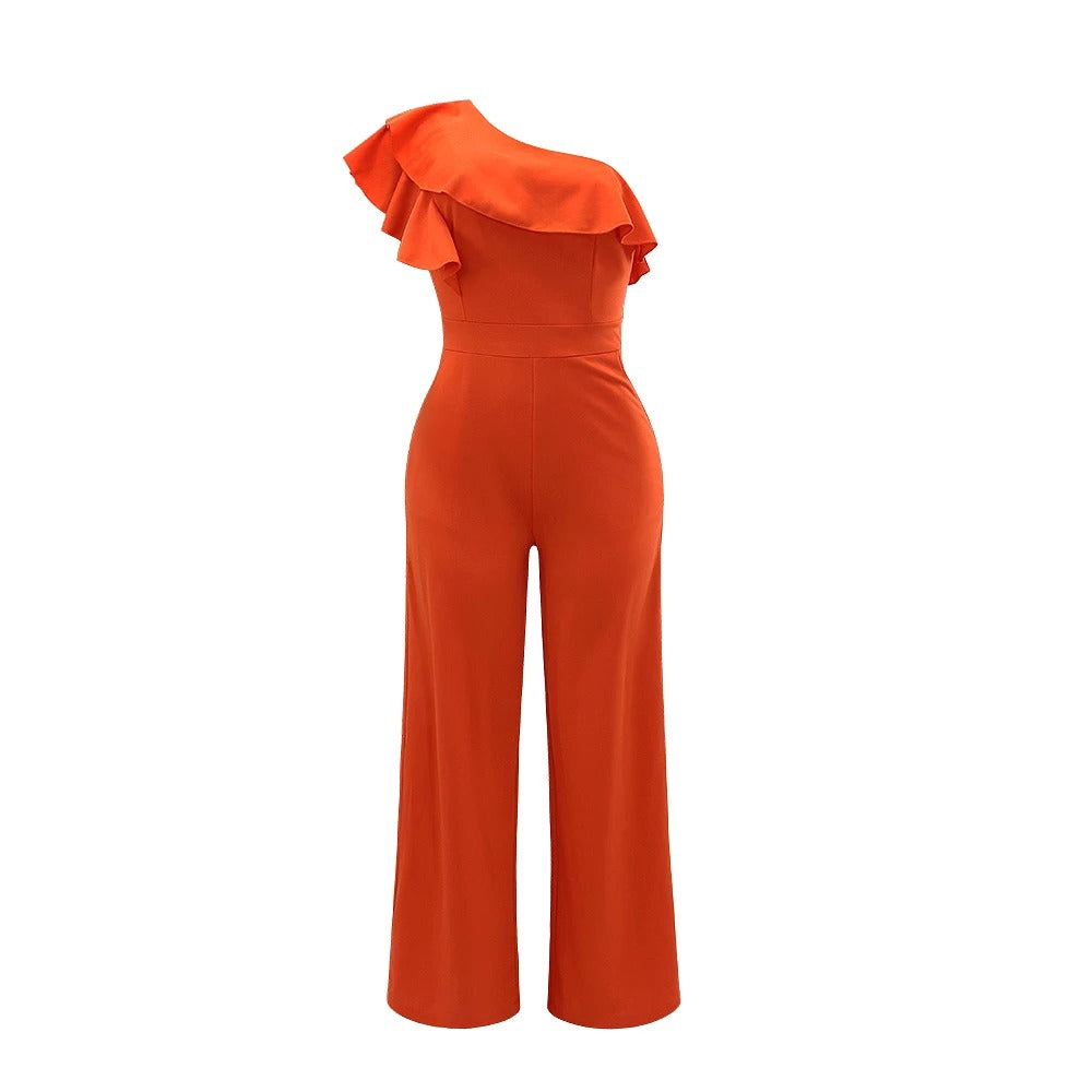 One Shoulder Ruffle Jumpsuit til kvinder