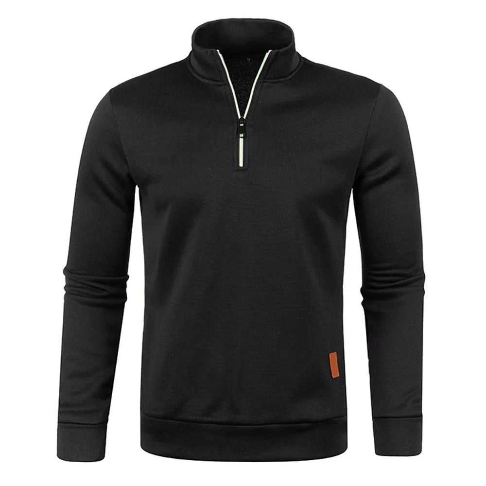 Rullekrave-sweatshirt med halv lynlås til mænd