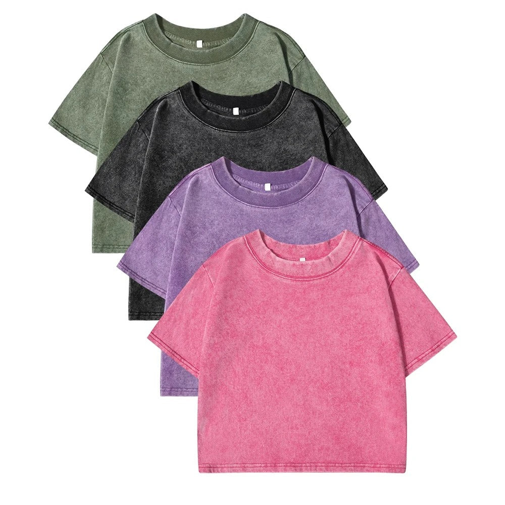 Ensfarvet Slim Washed T-shirt til kvinder