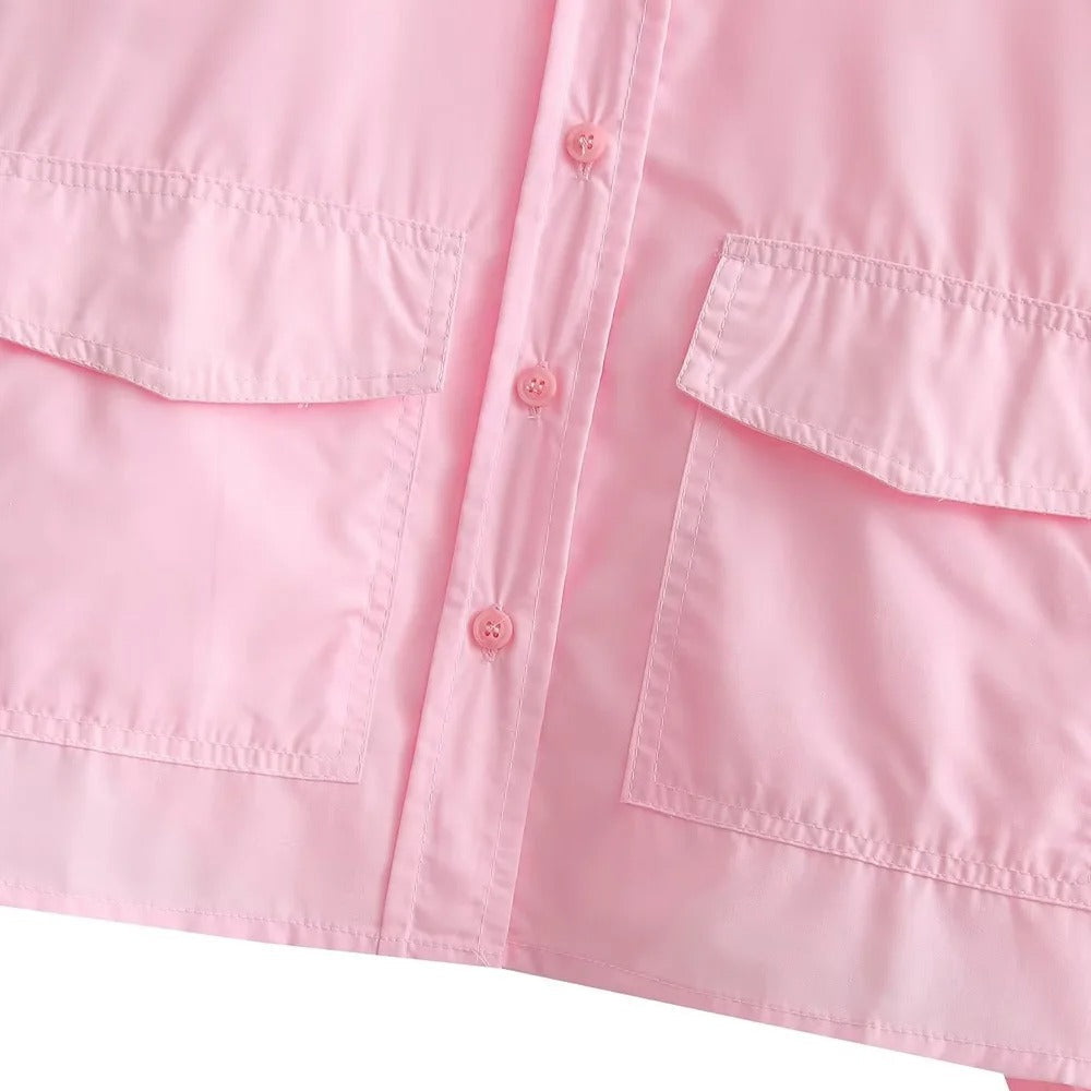 Loose Cropped Poplin skjorte til kvinder