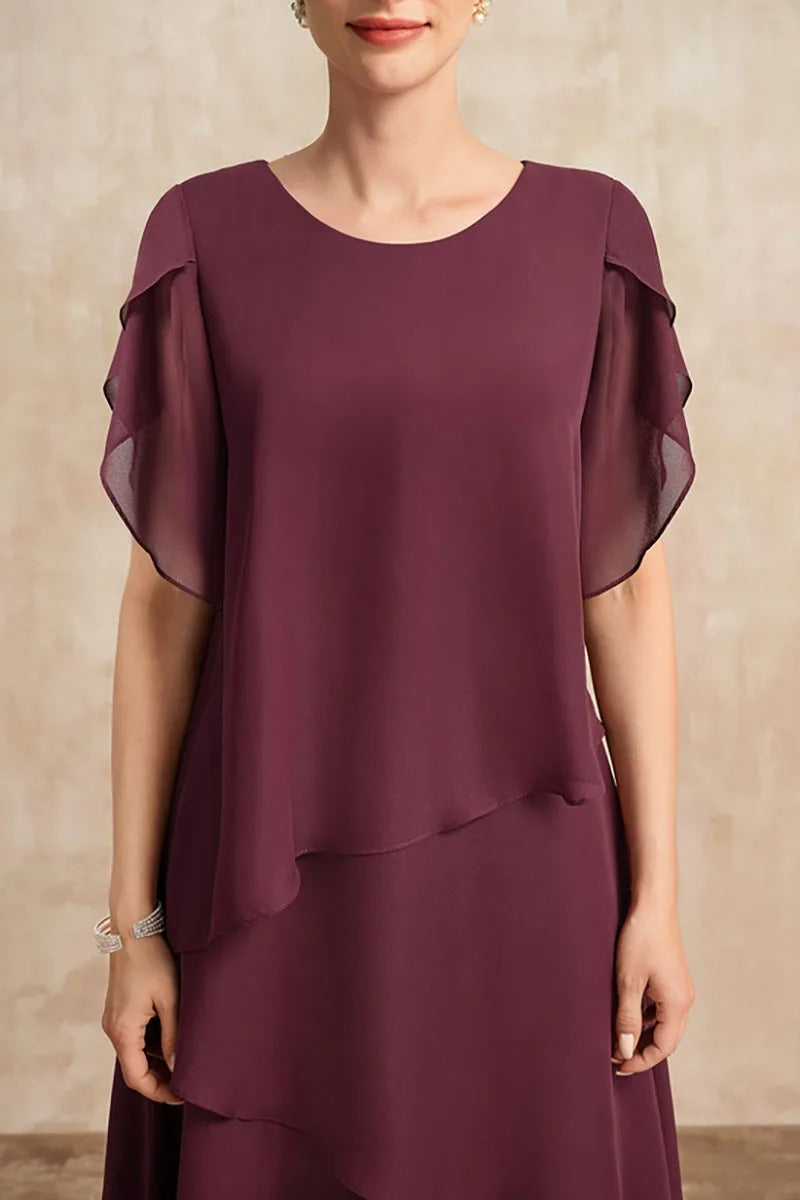 Kvinders plus size lagdelt chiffonkjole