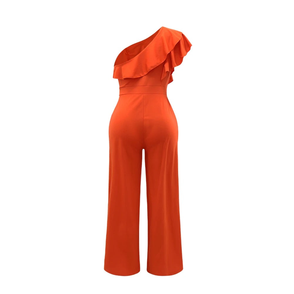 One Shoulder Ruffle Jumpsuit til kvinder