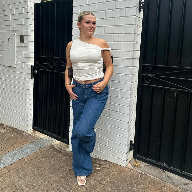 Off-shoulder crop tank top til kvinder