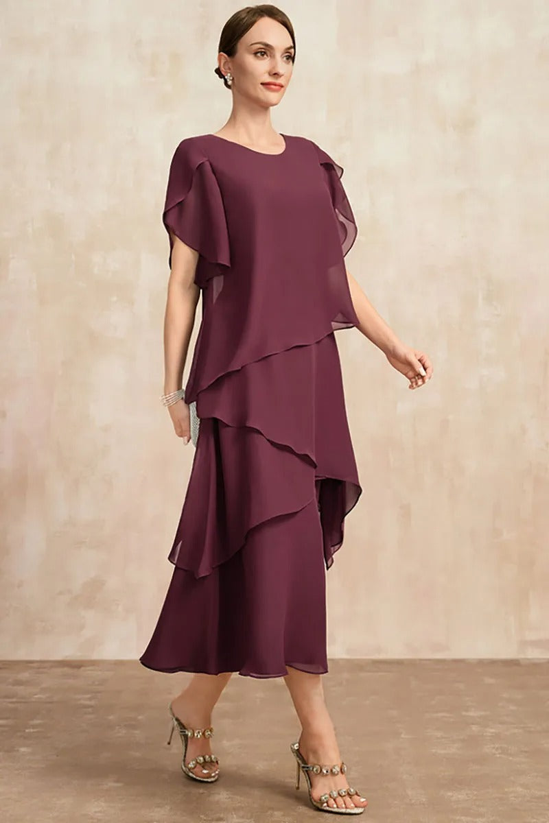 Kvinders plus size lagdelt chiffonkjole