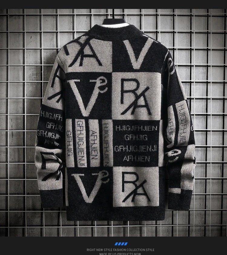 Stribet sweater med rund hals til mænd