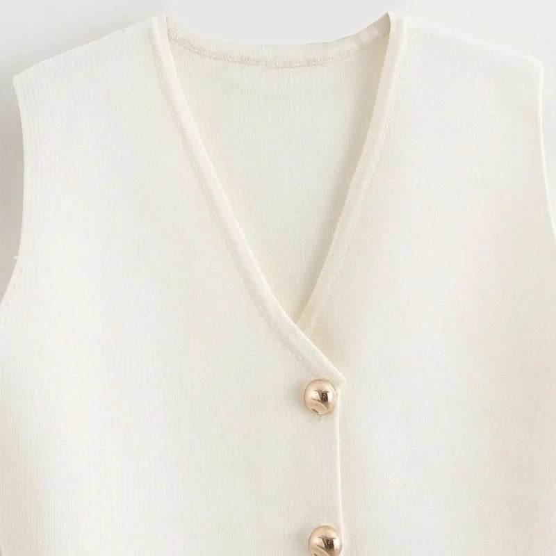 Strikket ærmeløs tanktop til kvinder