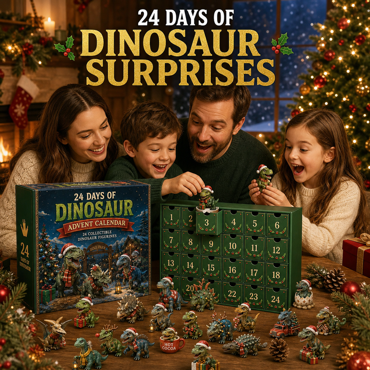Dinosaur Christmas Advent Calendar – 24 Days, 24 Dino Collectible Figures