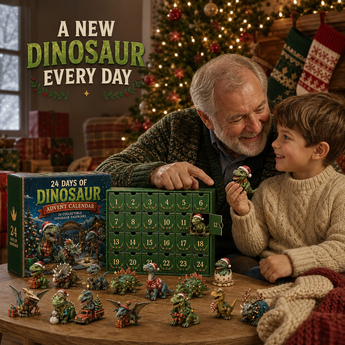 Dinosaur Christmas Advent Calendar – 24 Days, 24 Dino Collectible Figures