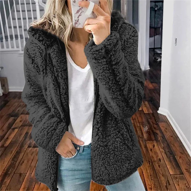 Olivia Kvinders Cardigan – Blød Oversized & Behagelig Fleece Cardigan til Vinter