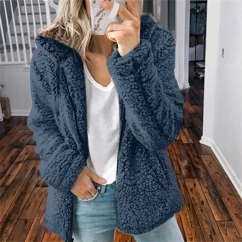 Olivia Kvinders Cardigan – Blød Oversized & Behagelig Fleece Cardigan til Vinter