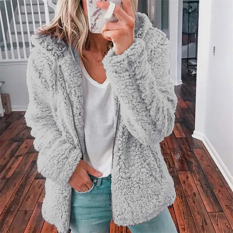 Olivia Kvinders Cardigan – Blød Oversized & Behagelig Fleece Cardigan til Vinter