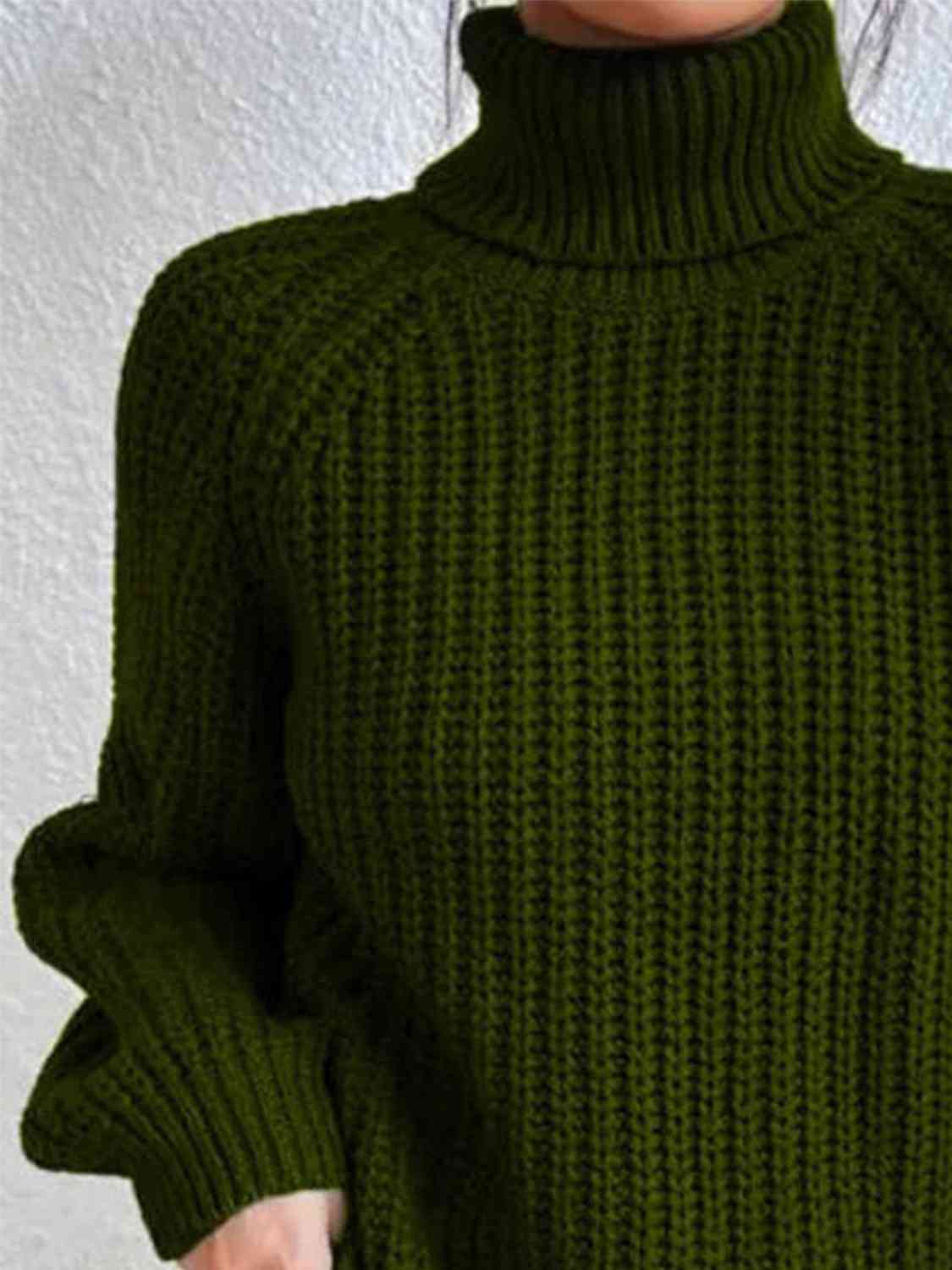 Angela Pull Kvinde – Ribbet Turtleneck Sweater med Chic Side Slids til Elegant Efterår/Vinter