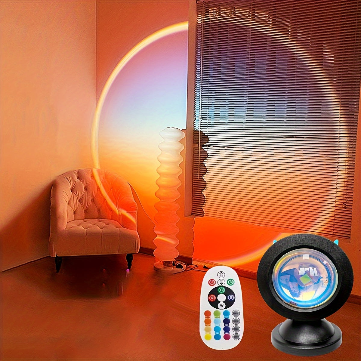 SunsetGlow - Alsidig LED solnedgangslampe med 16 farver og fjernbetjening