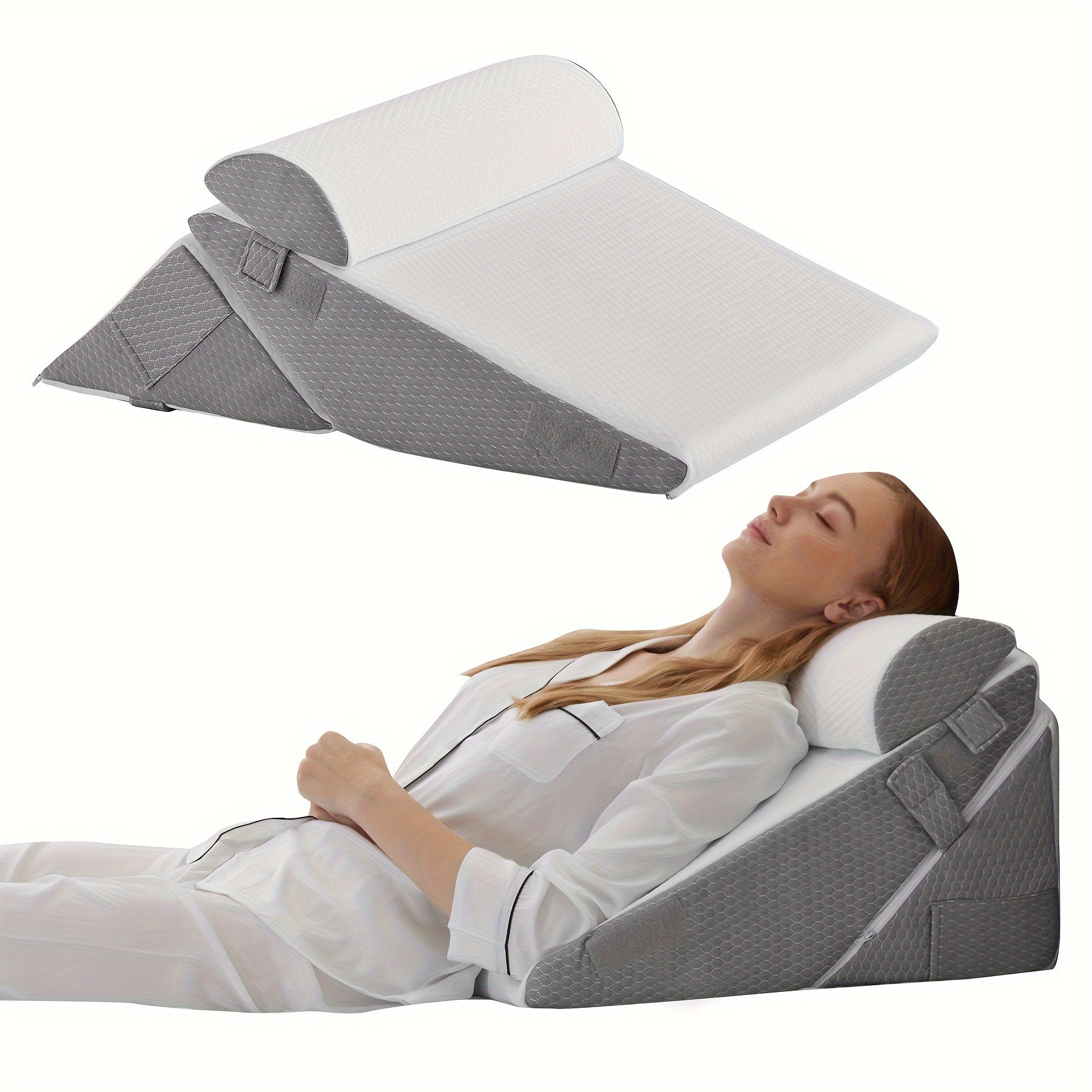 Justerbar kile ortopædisk pude RelaxPlus - Premium 7 i 1 memory foam støtte system