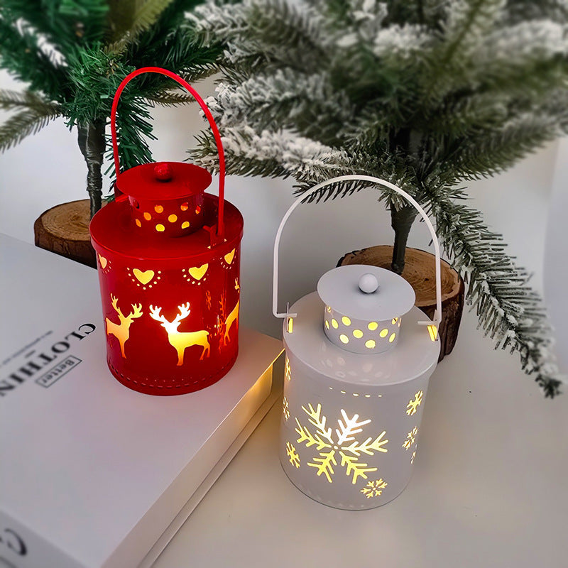 Elektronisk Julelys med Blinkende LED Lys – Dekorativ Jernlygte til Indendørs Brug