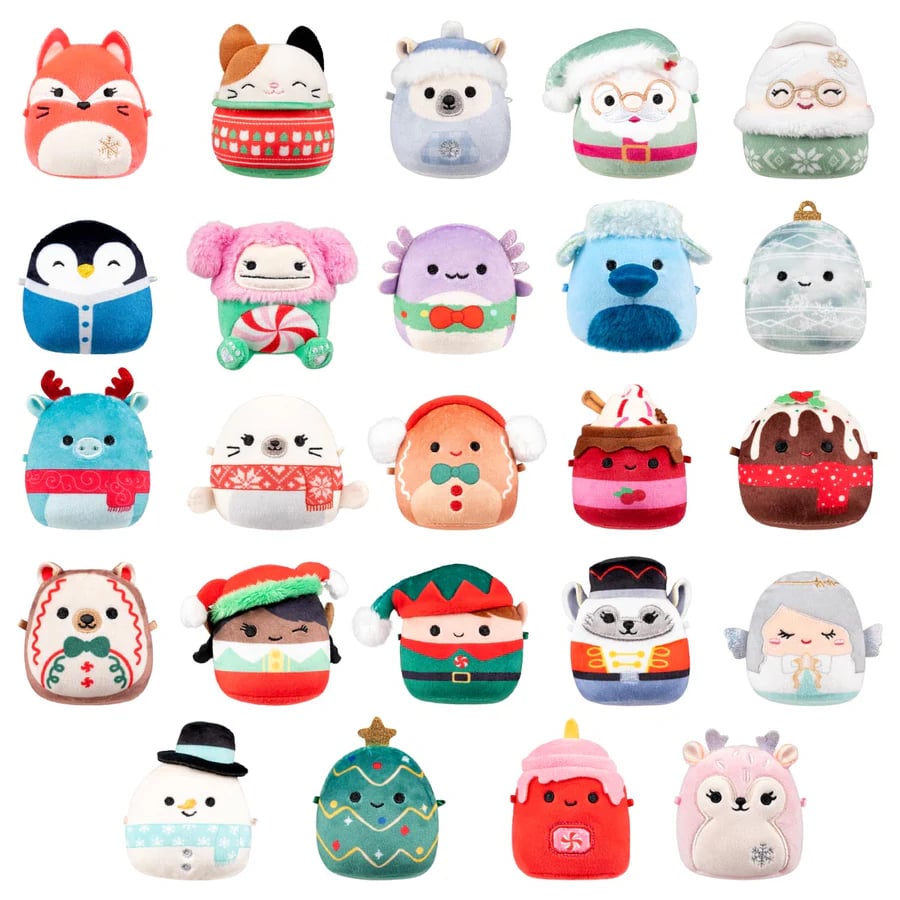 SquishJoy Ferie Overraskelsessæt | Festlig adventskalender fyldt med krammevenlige Squishmallows!