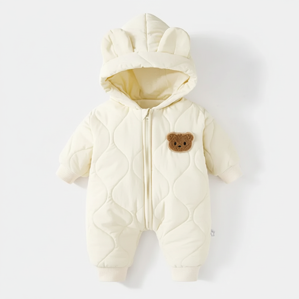 Baby Vinteroveralls med Hætte og Bjørnemotiv