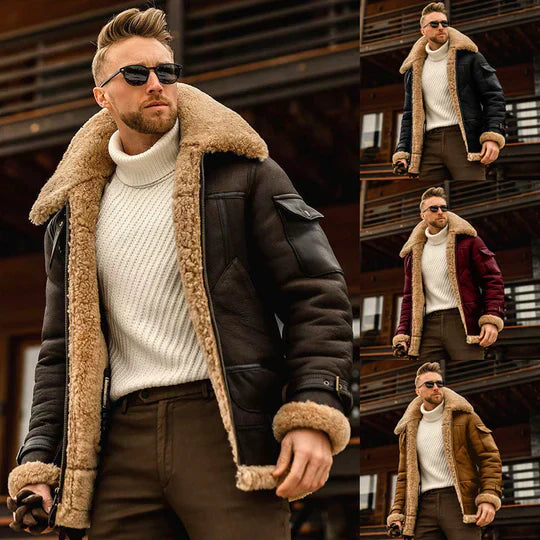 Raymond Herrejakke – Holdbart Læder med Blødt Fleecefor & Elegant Stil