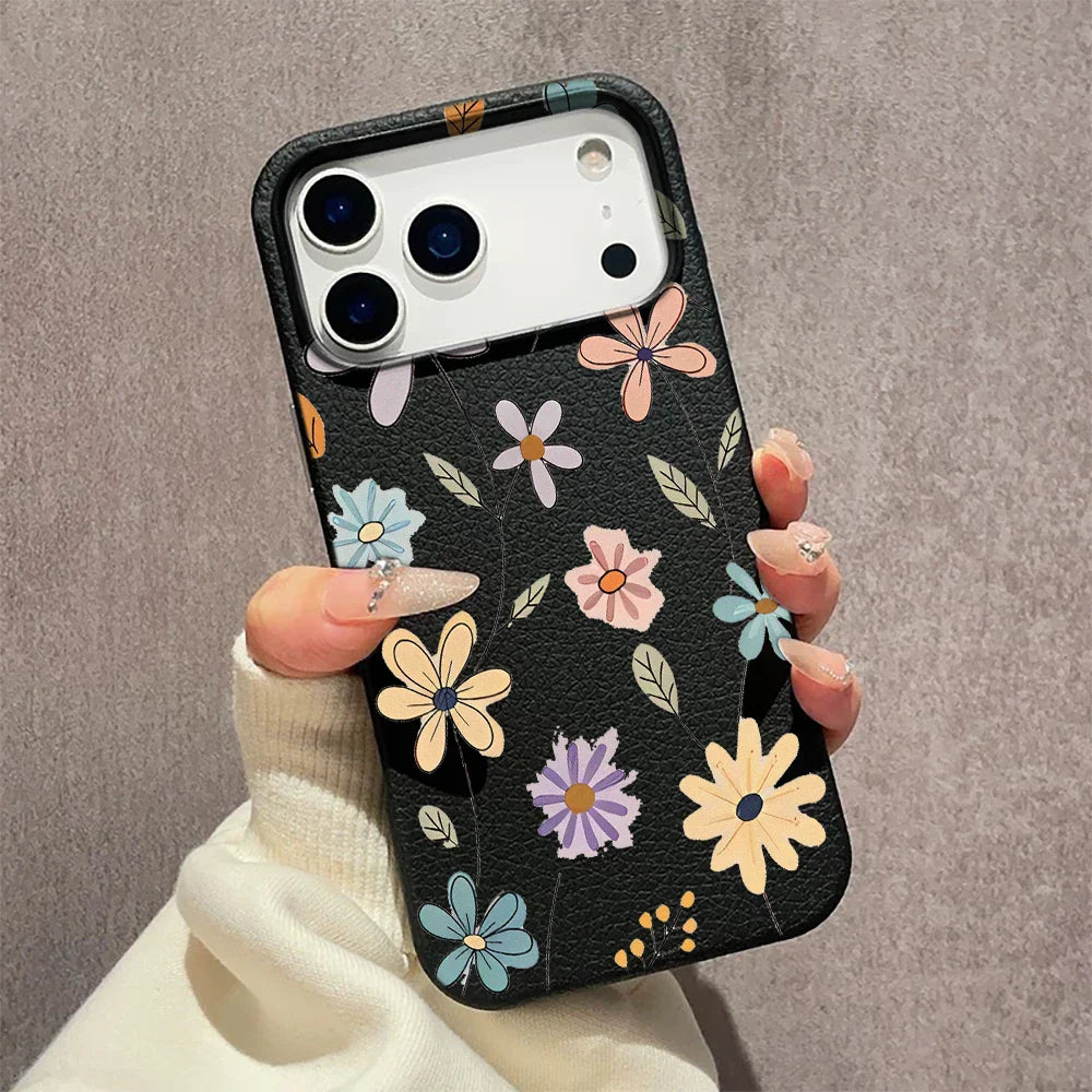 iPhone 11, 12, 13, 14, 15, 16 17 Pro Max, Pro Cover Retro Blomst Design
