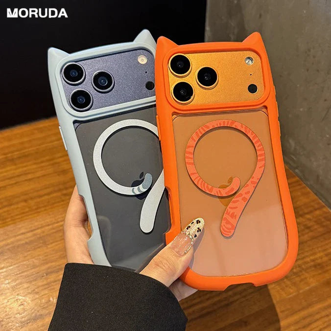 iPhone 11, 12, 13, 14, 15, 16, 17 Pro Max og Plus Cover med Katteører og Magsafe Funktion