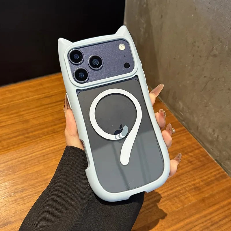 iPhone 11, 12, 13, 14, 15, 16, 17 Pro Max og Plus Cover med Katteører og Magsafe Funktion