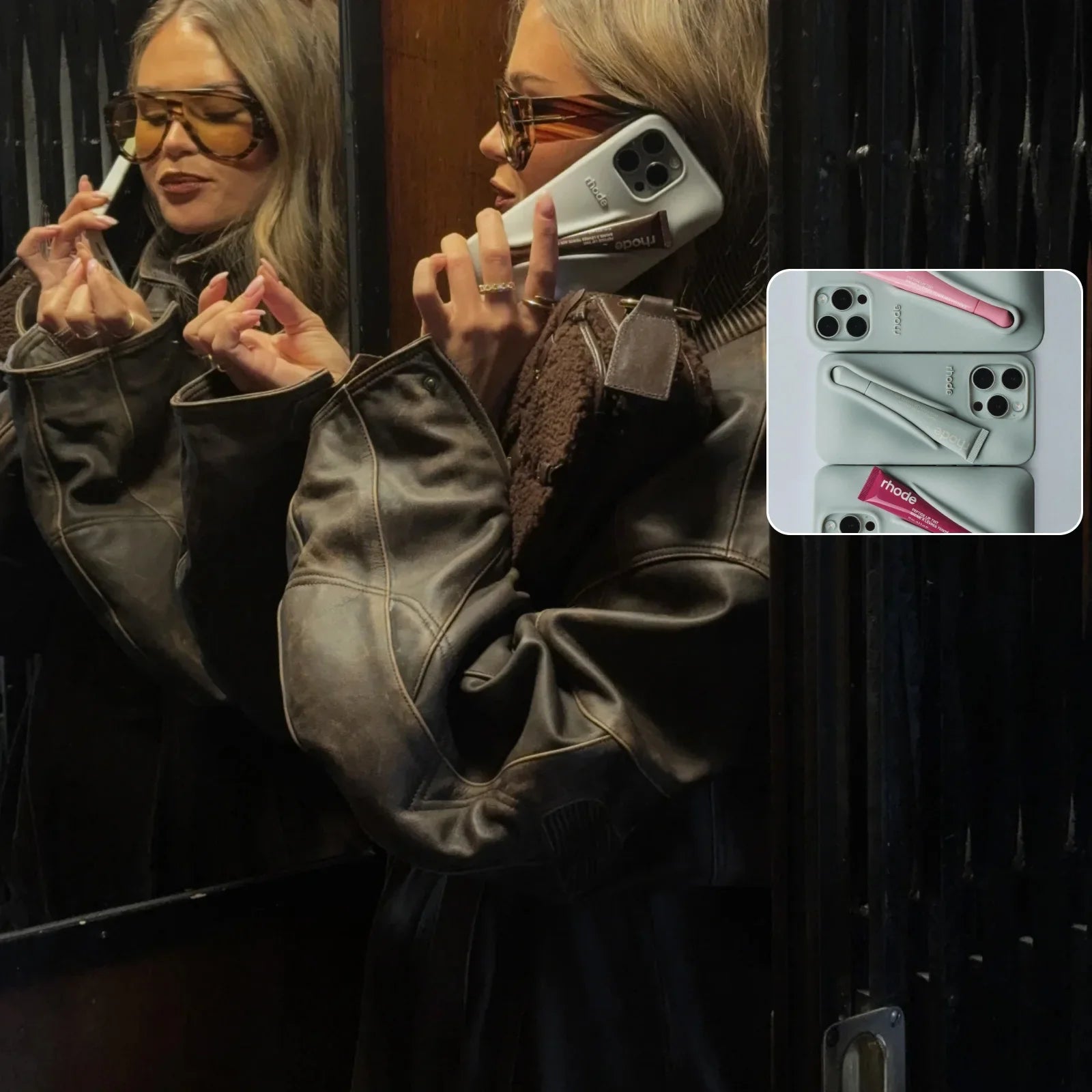 iPhone 13, 14, 15, 16, 17 Pro Max, Pro Etui med Lip Gloss Sæt