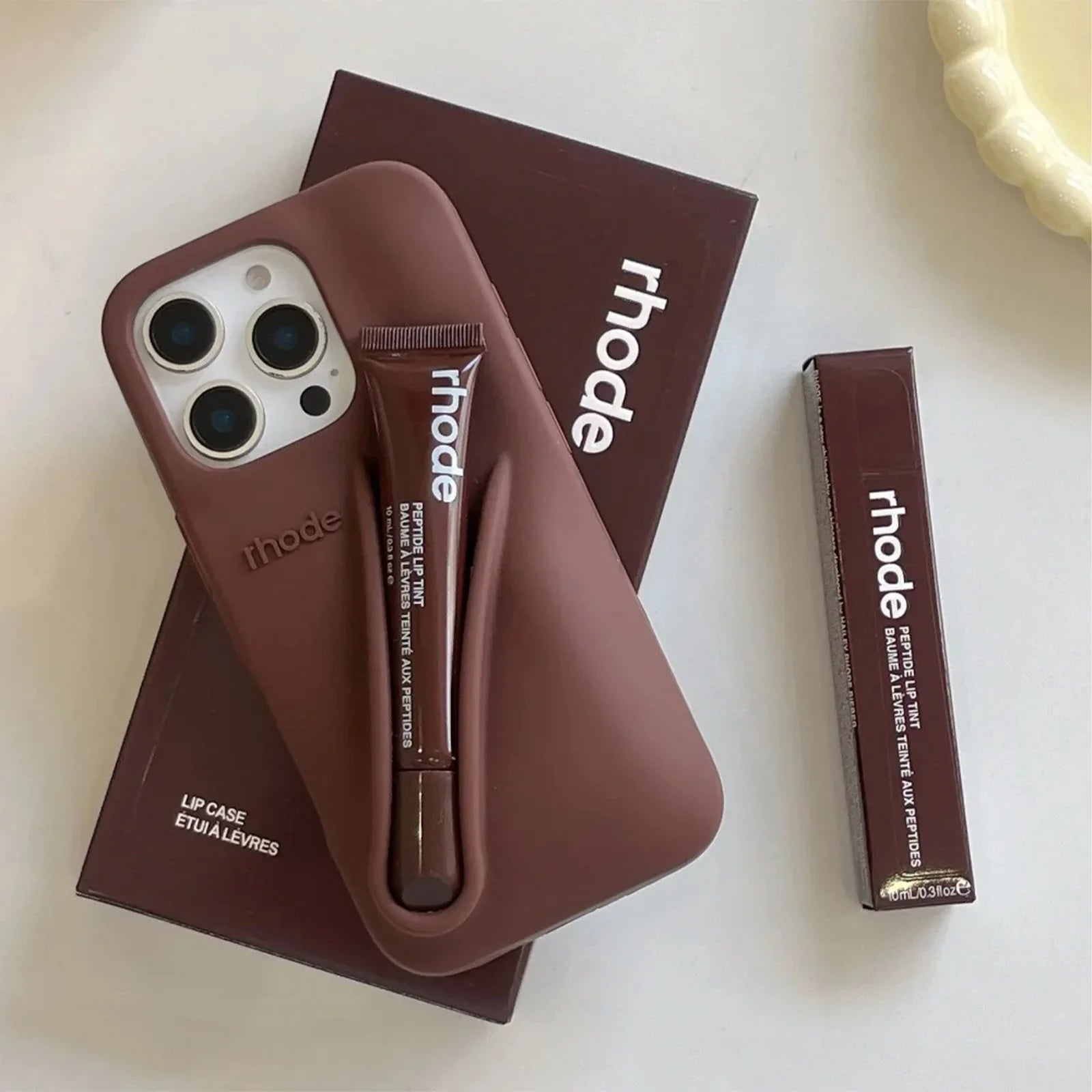 iPhone 13, 14, 15, 16, 17 Pro Max, Pro Etui med Lip Gloss Sæt