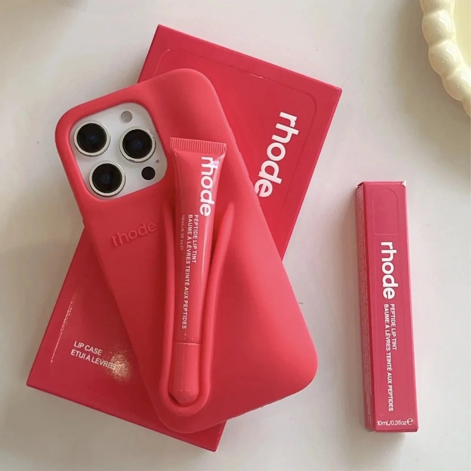 iPhone 13, 14, 15, 16, 17 Pro Max, Pro Etui med Lip Gloss Sæt