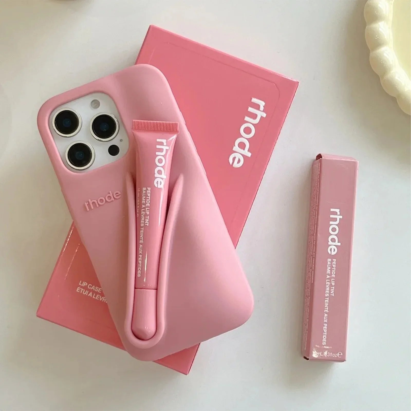iPhone 13, 14, 15, 16, 17 Pro Max, Pro Etui med Lip Gloss Sæt