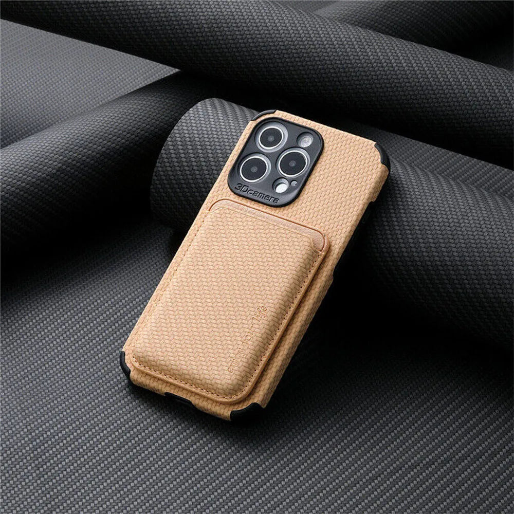 iPhone XR,11,12,13,14,15, Mini Pro, Pro Max Wallet Case Med Magnetisk Kortholder