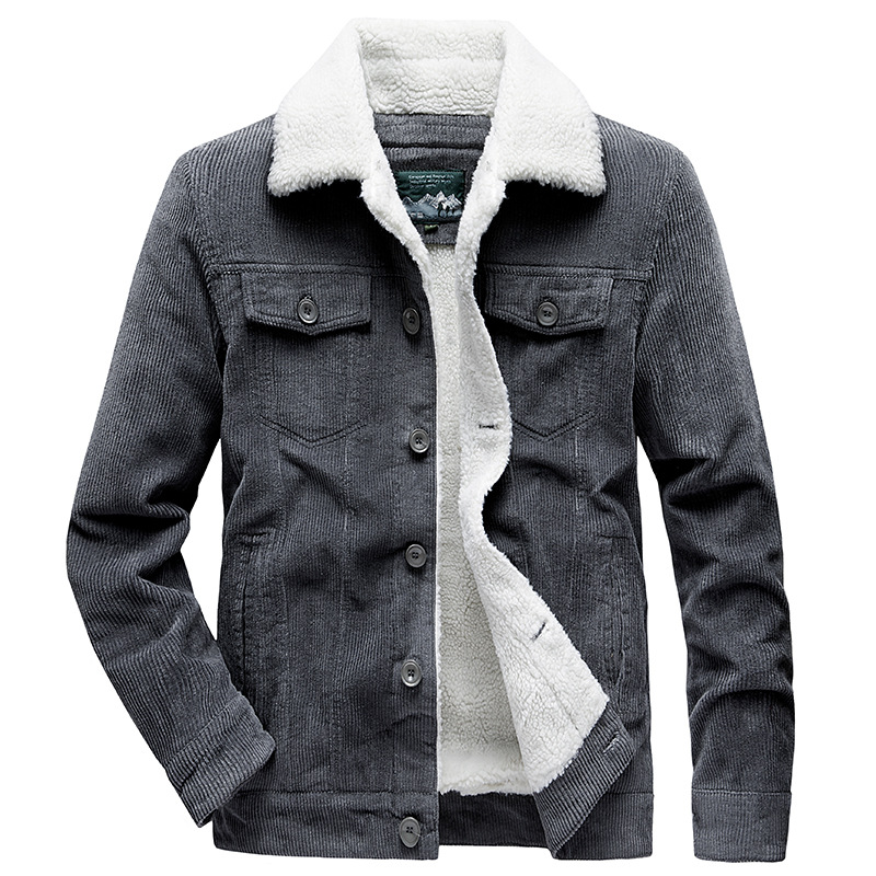 Mason Herre Trucker Jakke – Corduroy Foder med Sherpa, Teddy Krave & Klassiske Knapper