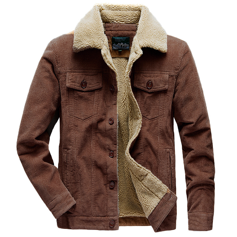 Mason Herre Trucker Jakke – Corduroy Foder med Sherpa, Teddy Krave & Klassiske Knapper