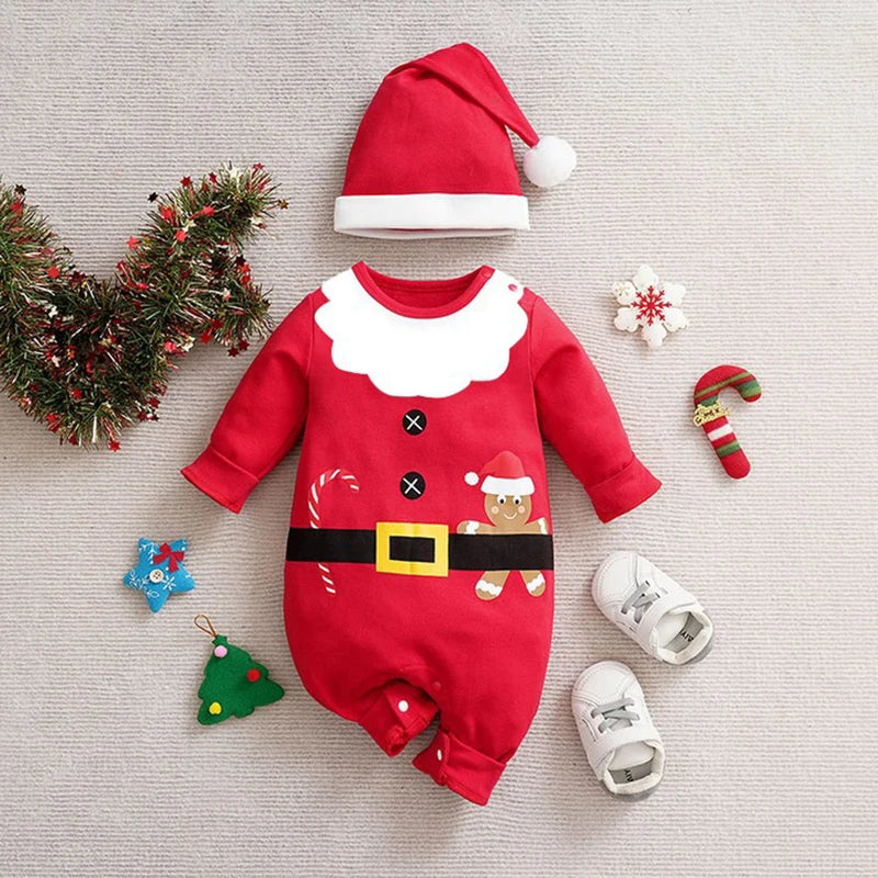 SantaSnug™ – Blødt Julekostume i Bomuld – Babys Første Juleoutfit