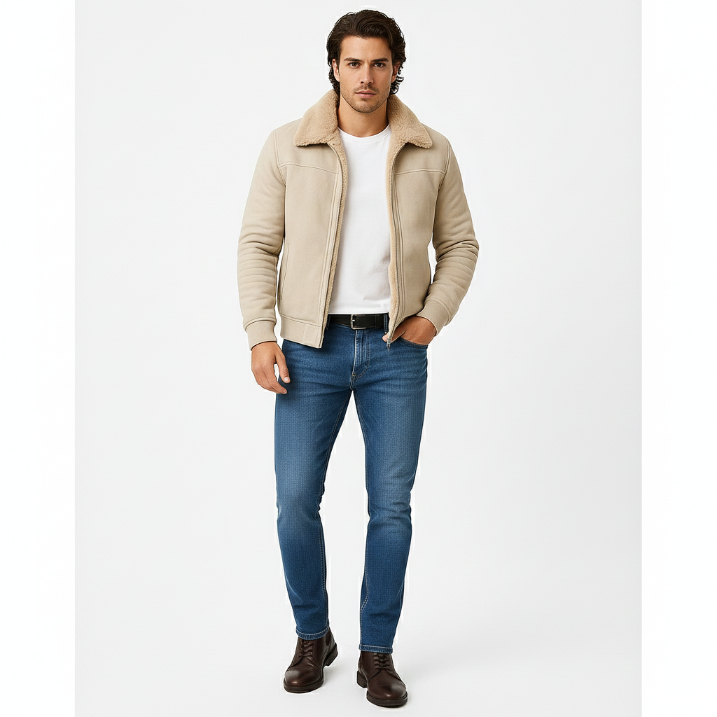 Michael Herre Pelskrave Jakke – Elegant Lynlås Frakke med Moderne Slim Fit Stil