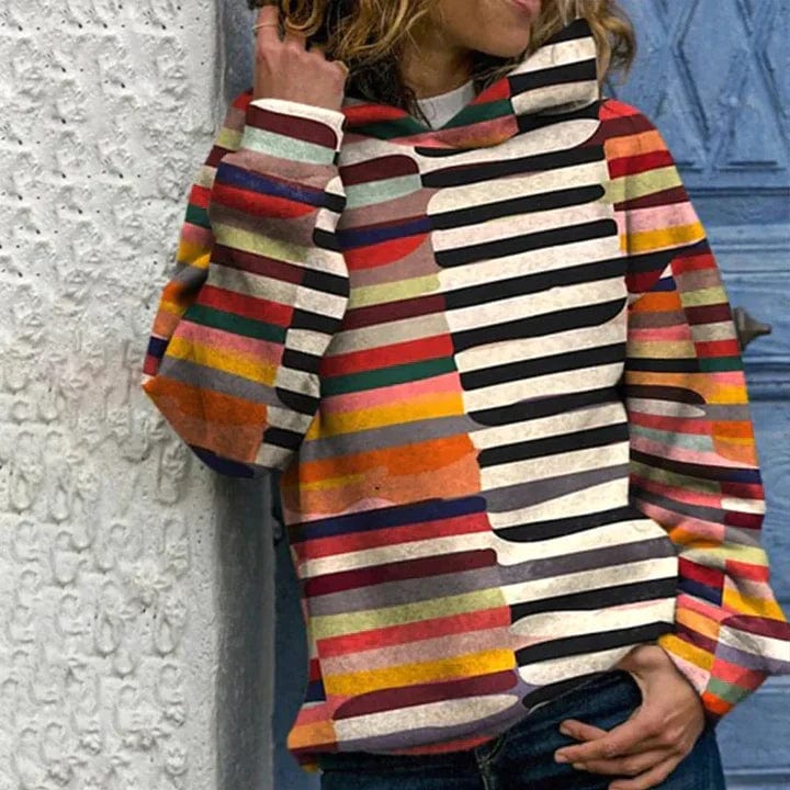 Savannah Kvinders Retro Strik Sweater – Vintage Mønster Sweater med Lange Ærmer & Ribbet Finish