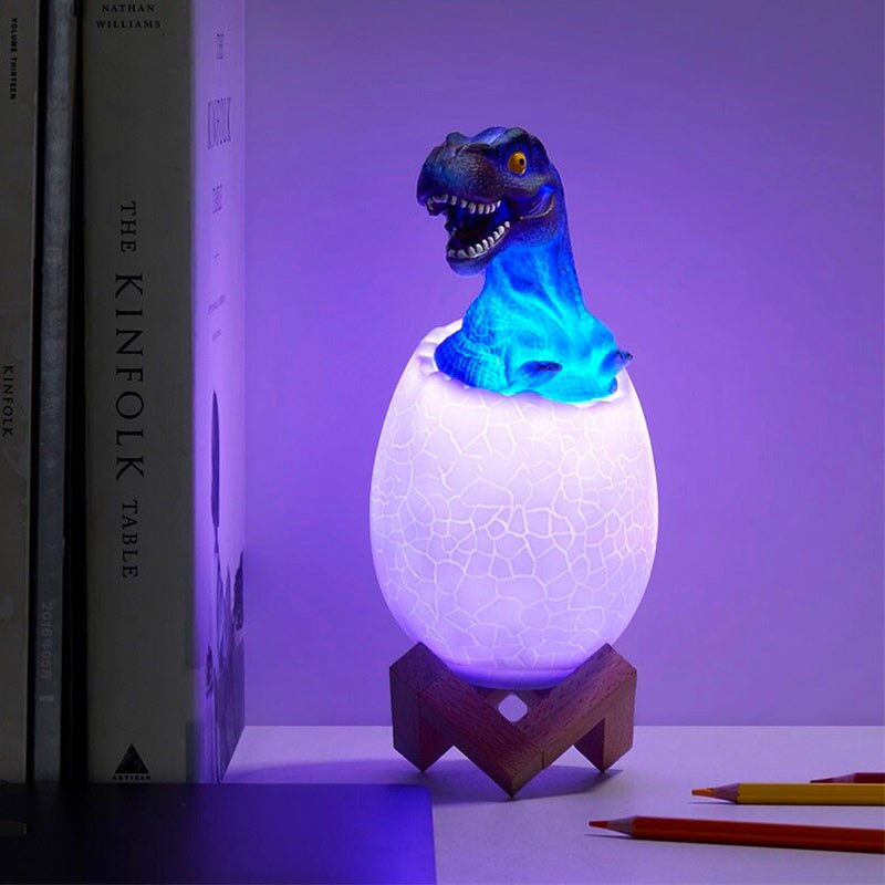 DinoGlow - Dinosaur sengelampe med farveskiftende lys og fjernbetjening