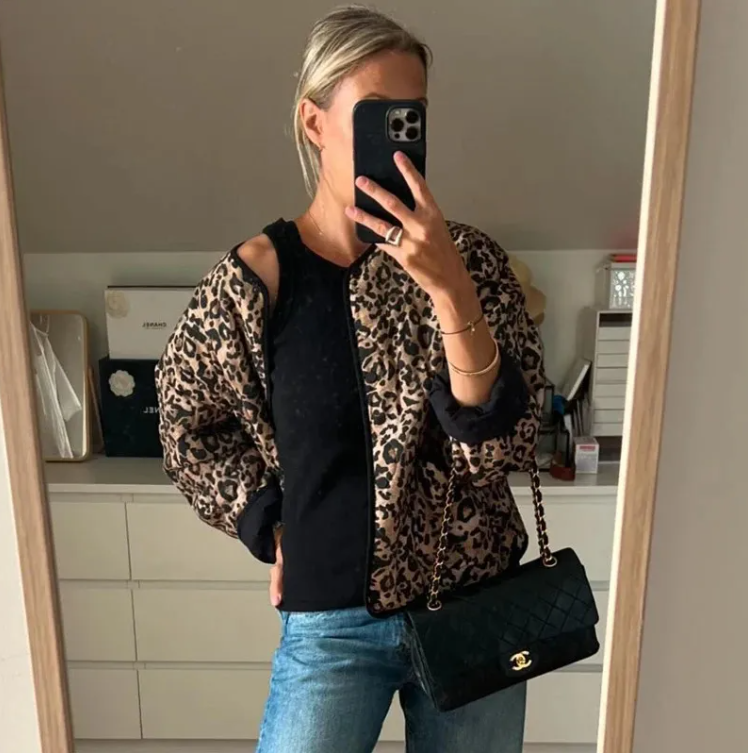 Leopard-vatteret jakke til kvinder