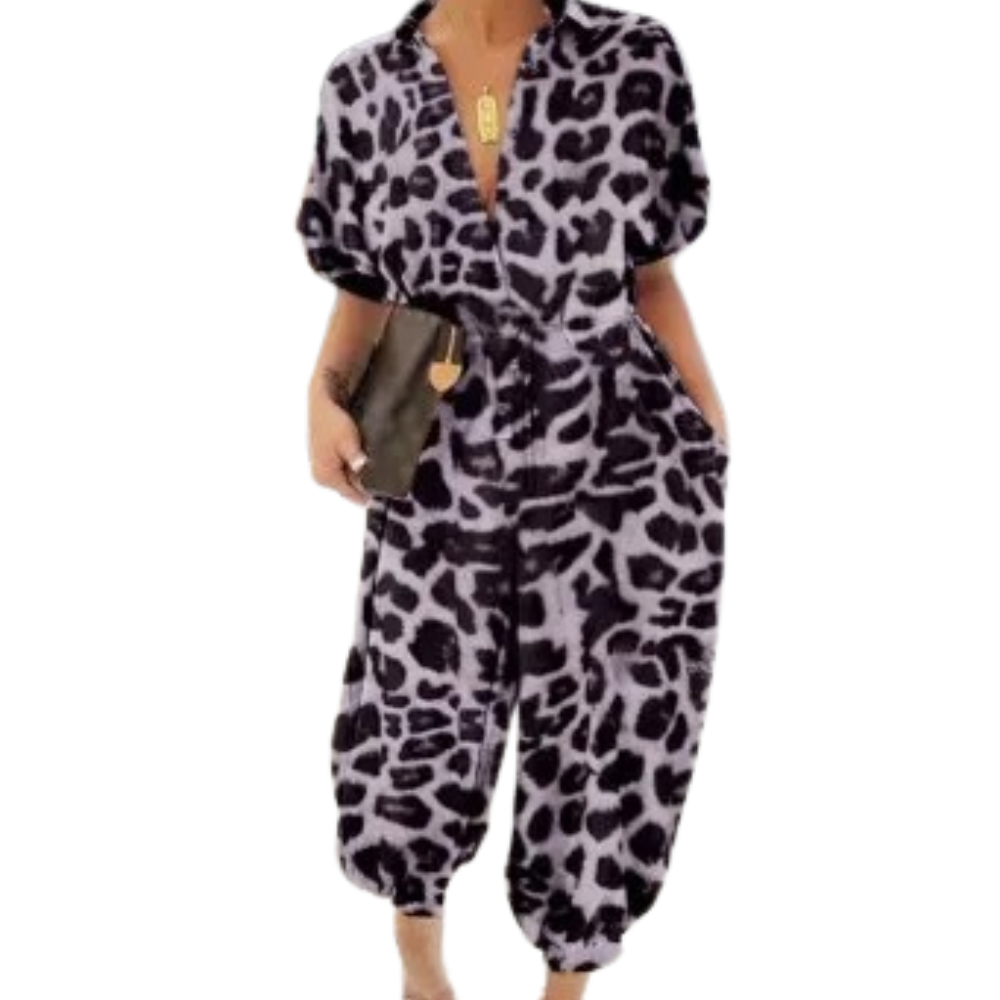 V-hals med knude i leopardprint til kvinder