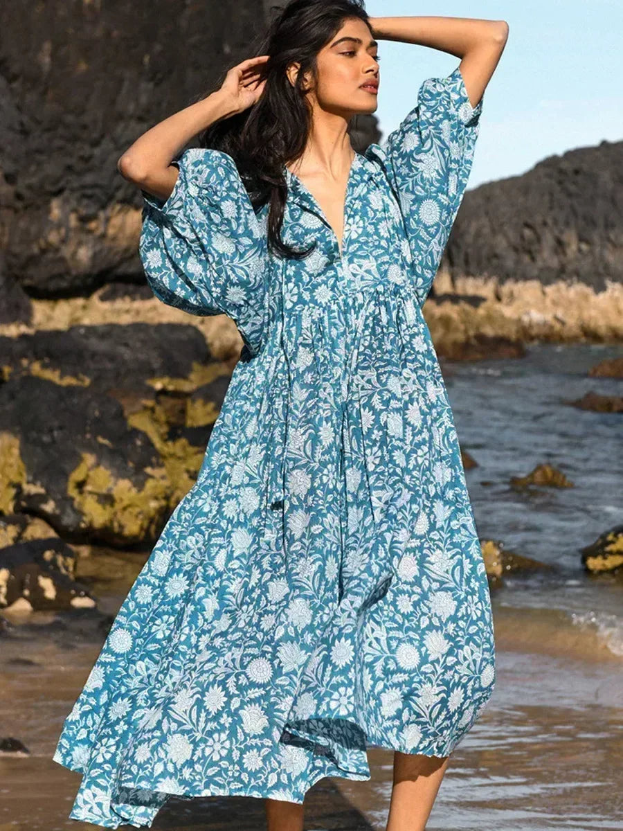 Lang Kjole med Løs Pasform til Kvinder | Ideel til Sommer og Afslappede Udgange