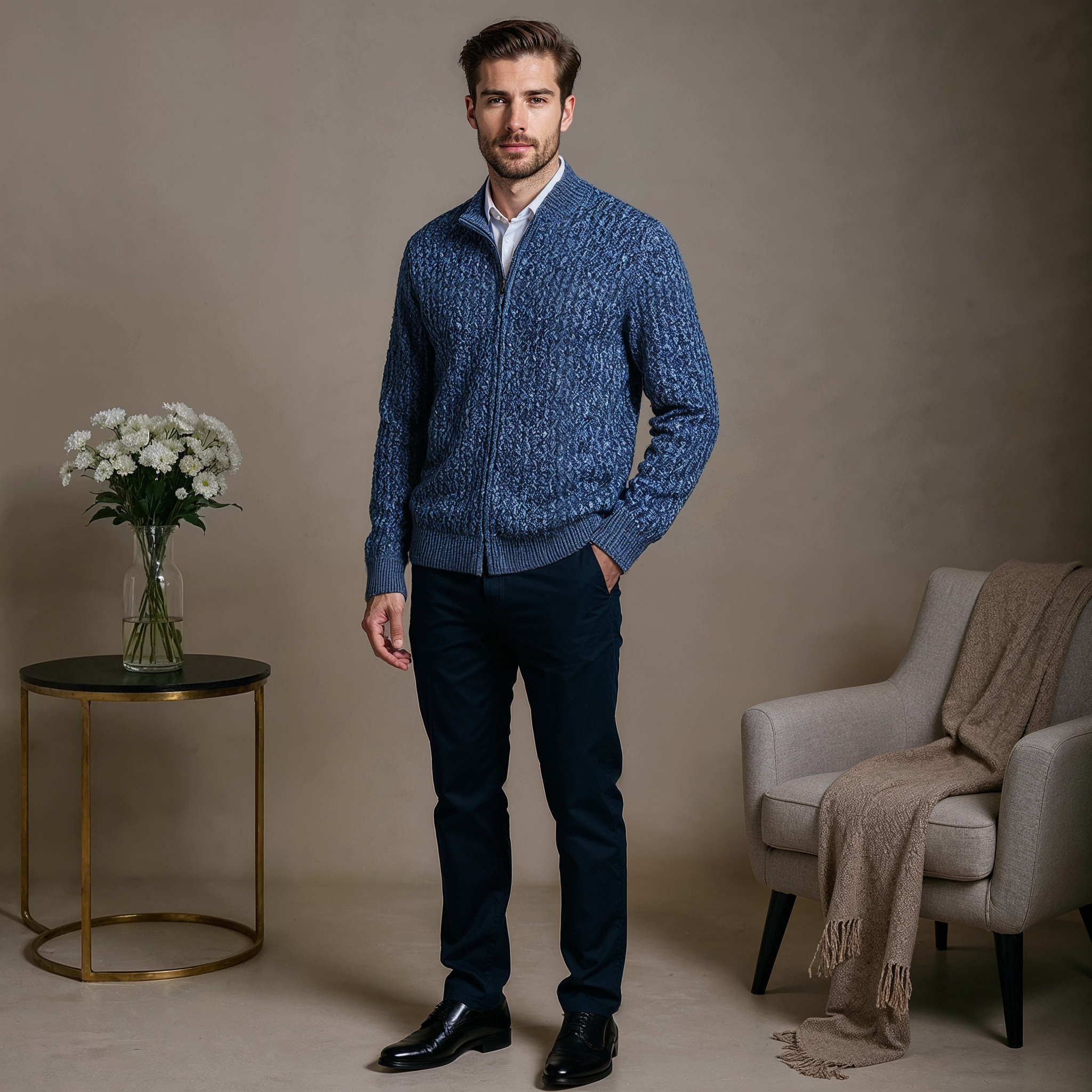 Danny Herre Merino Uld Vest – Fuldt Lynlås, Åndbar & Termisk Komfort