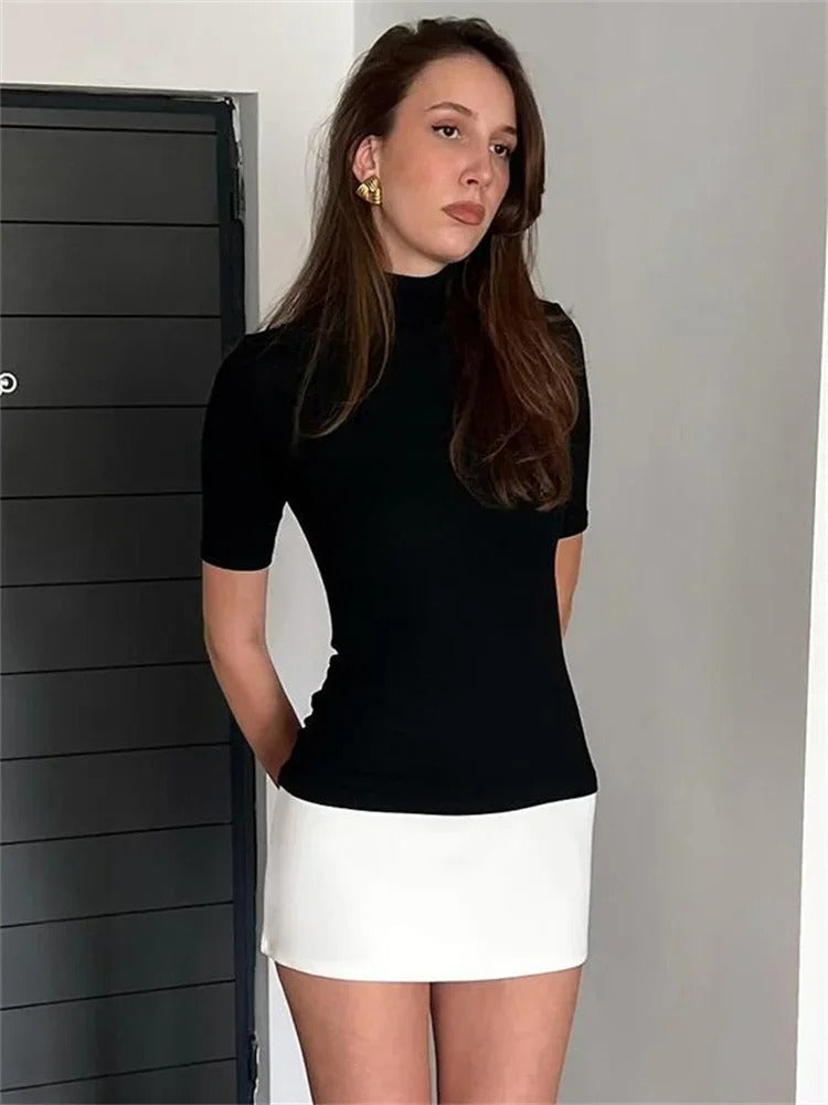 Kvinders Kontrast Patchwork Bodycon Minikjole