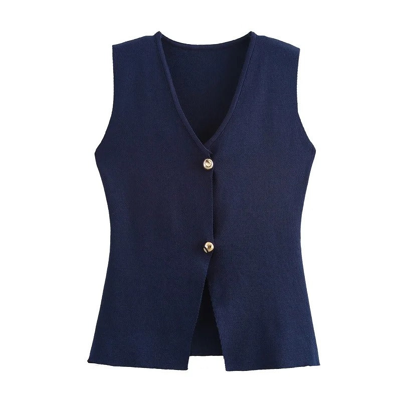 Strikket ærmeløs tanktop til kvinder
