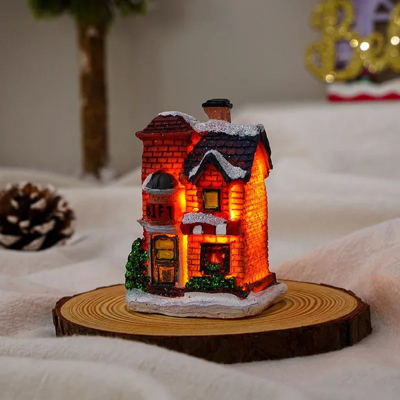 6 stk. sæt LED-julescene-landsbyhuse